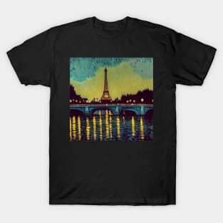 Paris painting, Vincent van Gogh style, oil on canvas T-Shirt